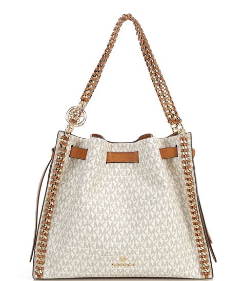 michael kors chain sahatchel signature bag|Mina Large Signature Logo Chain Shoulder Bag .